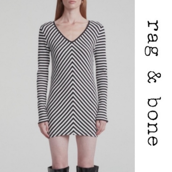 rag & bone striped black white rib knit dress - Picture 2 of 12